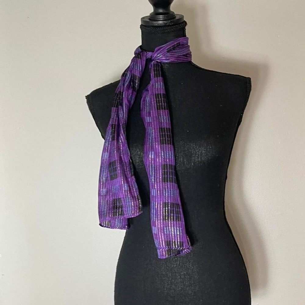 Purple abstract 100% silk scarf/neck tie